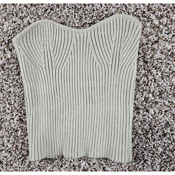 LUCCA Tops - Lucca Womens Sz S Strapless Knit Tube Top Sage Green Ribbed